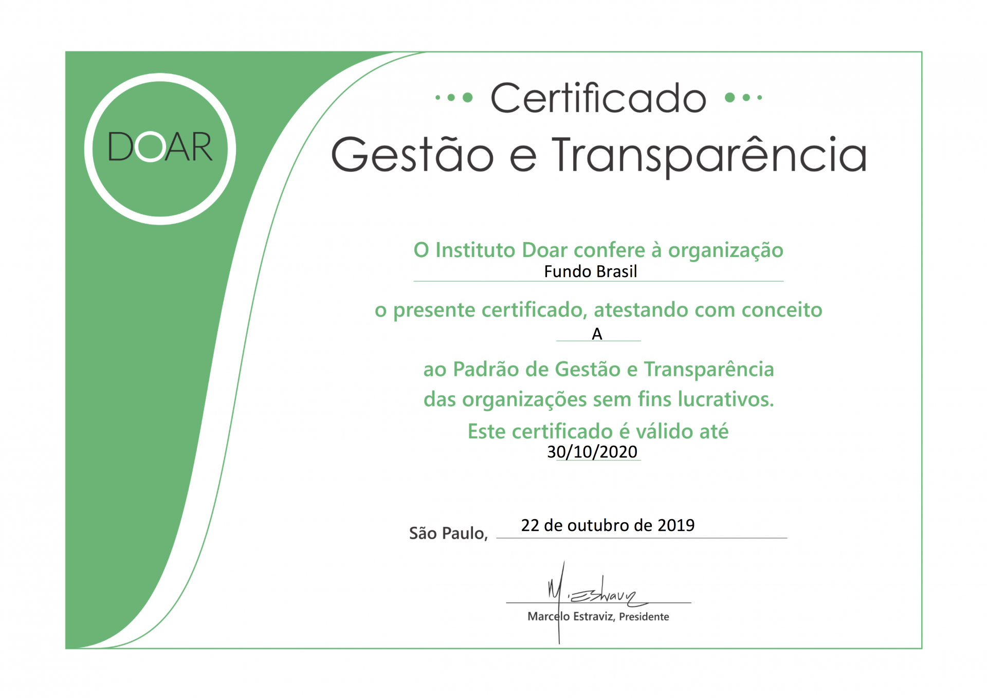 Fundo Brasil conquista selo que atesta boa gestão e transparência