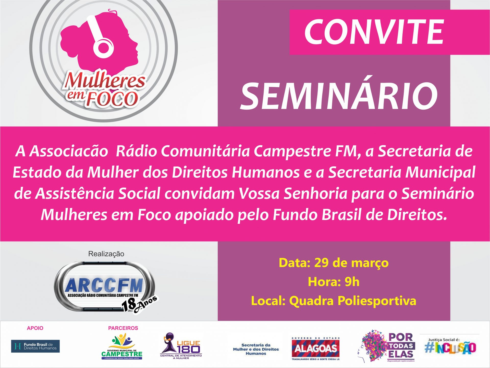 Rádio Campestre, de Alagoas, promove seminário ‘Mulheres em Foco’