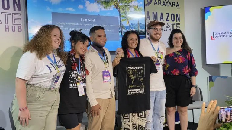 Thainá Mamede, from the Brazil Fund team, took part in the International Panel “Funding the Movement of Indigenous School Education to Stall the End of the World”. Picture: Brazil Fund Collection