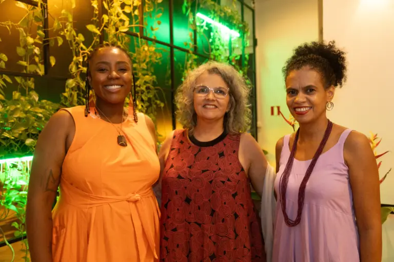 Allyne Andrade, deputy executive director; Ana Valéria Araújo, executive director; and Gislene Aniceto, general manager; during the Raízes second anniversary cocktail. Picture: Brazil Fund Collection