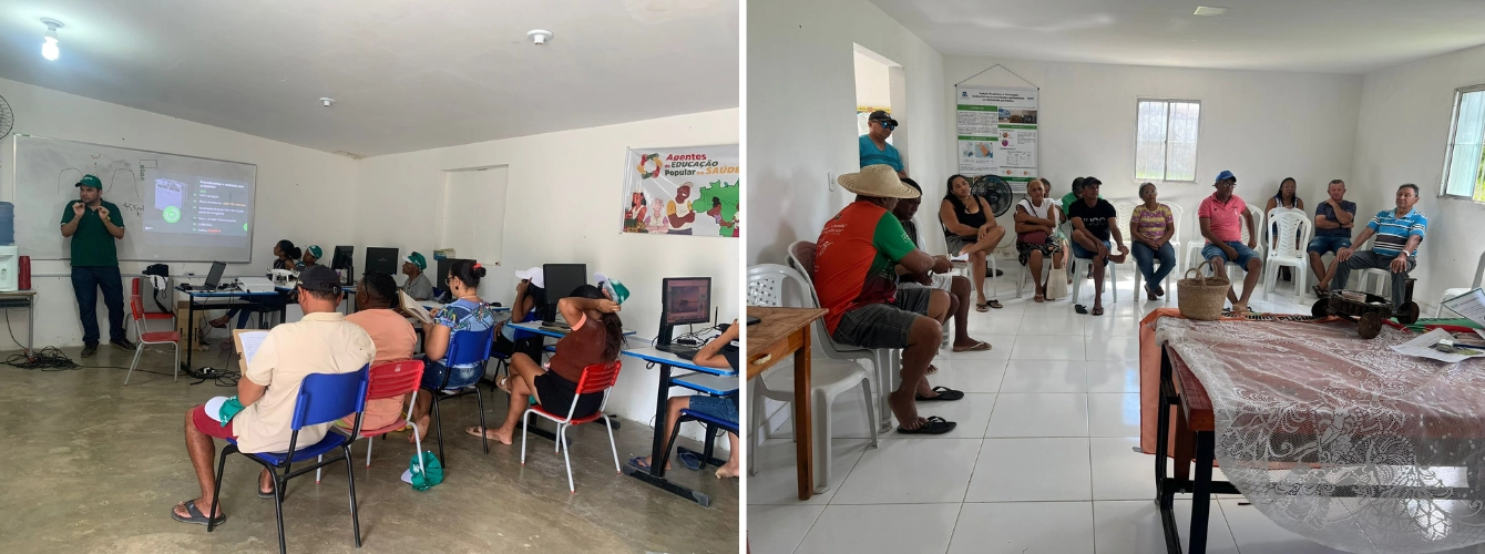 “Nossa vegetação é mais de Jurema, porque o solo é fraco. E a gente culpava a Jurema. Mas ela nasce para poder fortalecer o solo. Através dos cursos, começamos a aprender que precisamos ter uma área de preservação, para que o nosso subsolo também retenha água”, explica Zuila / Fotos: Associação Comunitária Quilombola de Pitombeira